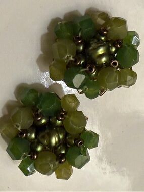 Vintage Bead Cluster Clip-On Earrings marked Germany
